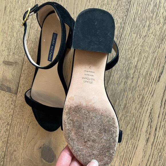 Stuart Weitzman Nudistcurve 35 Block Sandal in Black - Size 7 - Picture 7 of 8
